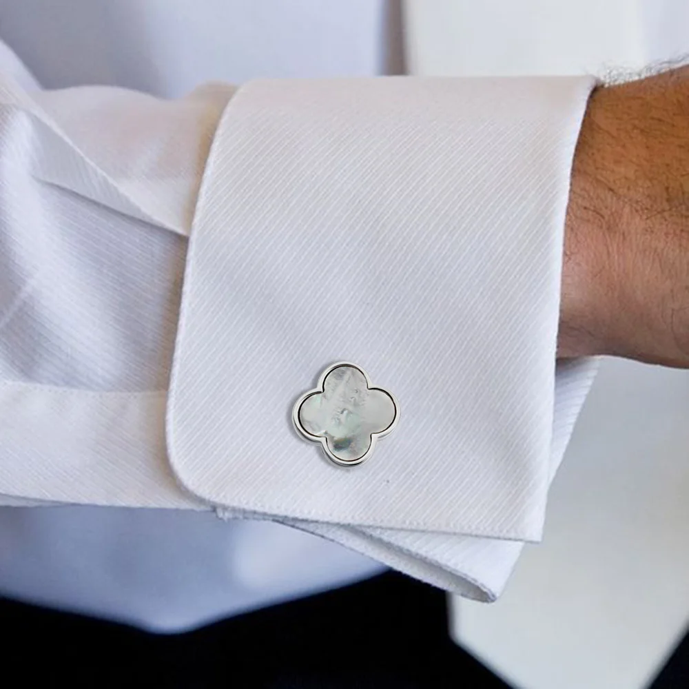 Clover Cufflinks  with nice box representing true love, health, fame and happiness for men who love life  .