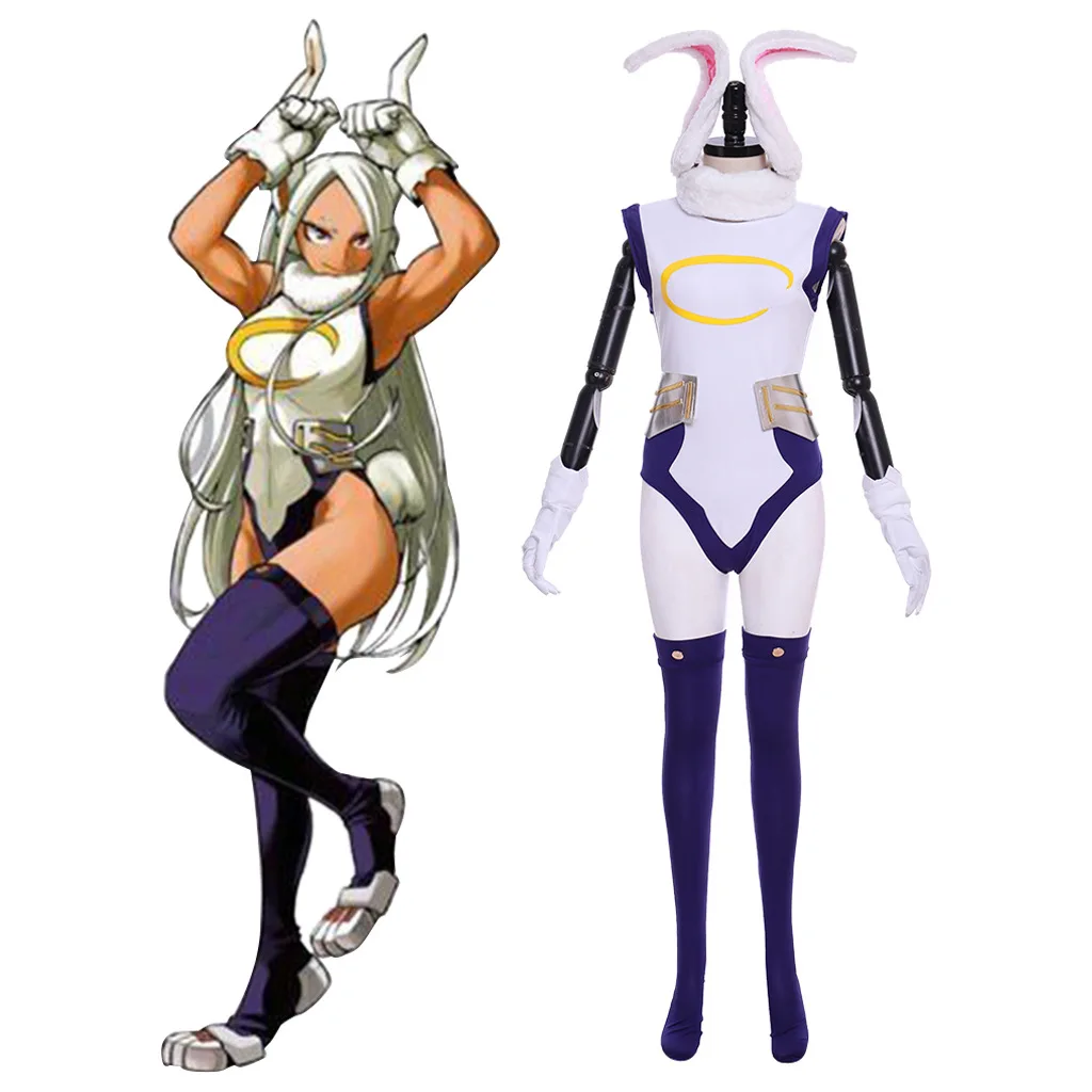 

Anime My Hero Costume Miruko Academia Cosplay Jumpsuits Wig Rumi Usagiyama Wig Rabbit Women Sexy Halloween Carnival Party Suit