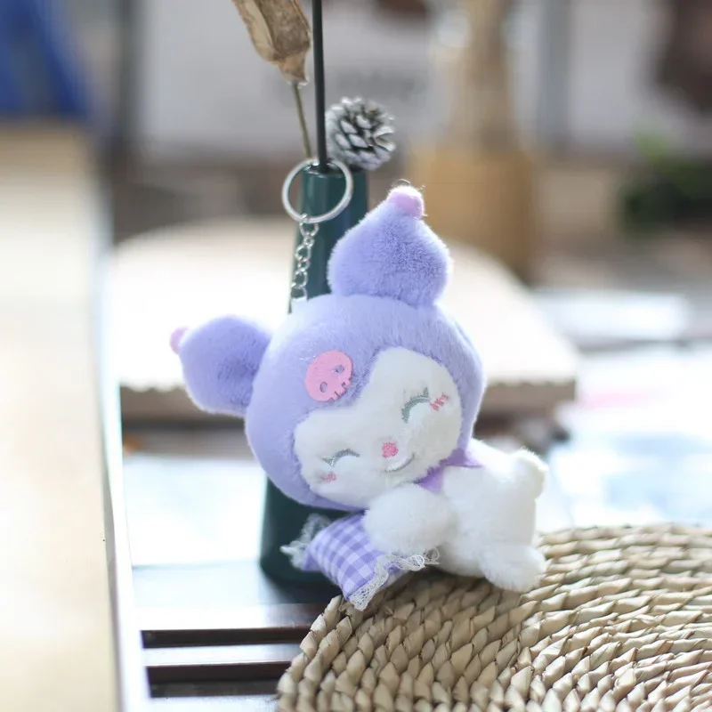 New Sanrio Cinnamoroll Keychain Kuromi Melody Keyring Children Plush Toys Pompom Purin Keychains Pendant Key Chain Women Gift