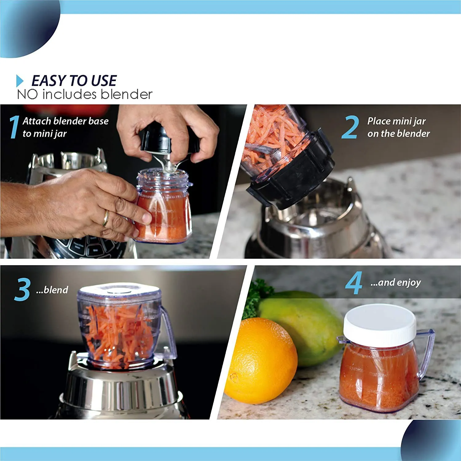 2 Pack Vervangende Onderdelen Voor Oster Izer Meeste Blender Accessoires Compatibel Met 1 Kopje Mini Plastic Pot