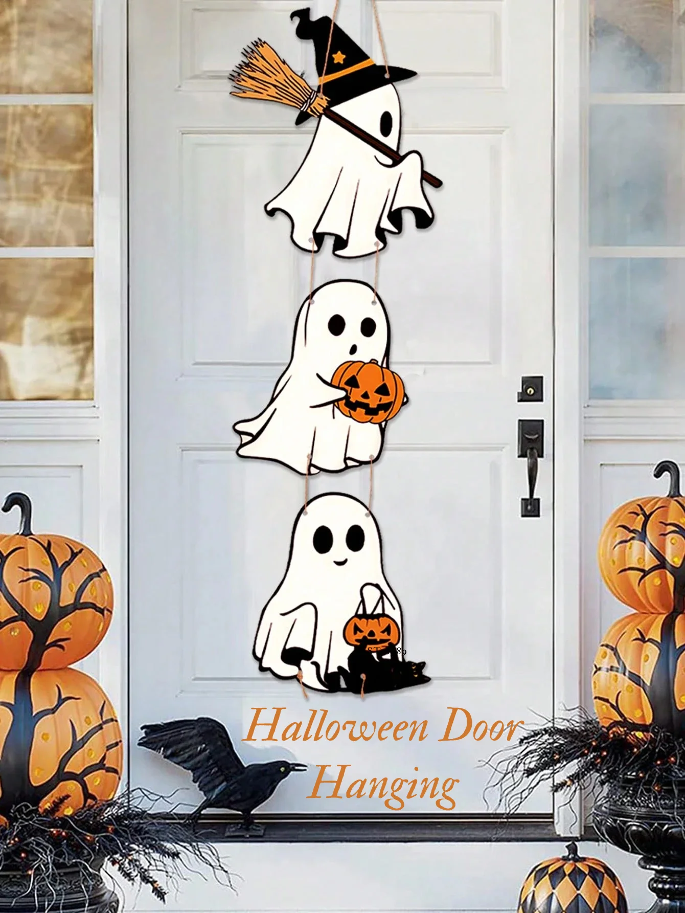 

1Set Halloween Party Decoration Door Hanging, Spooky Ghost Pumpkin Pattern Hanging Ornaments, Festival Atmosphere Props