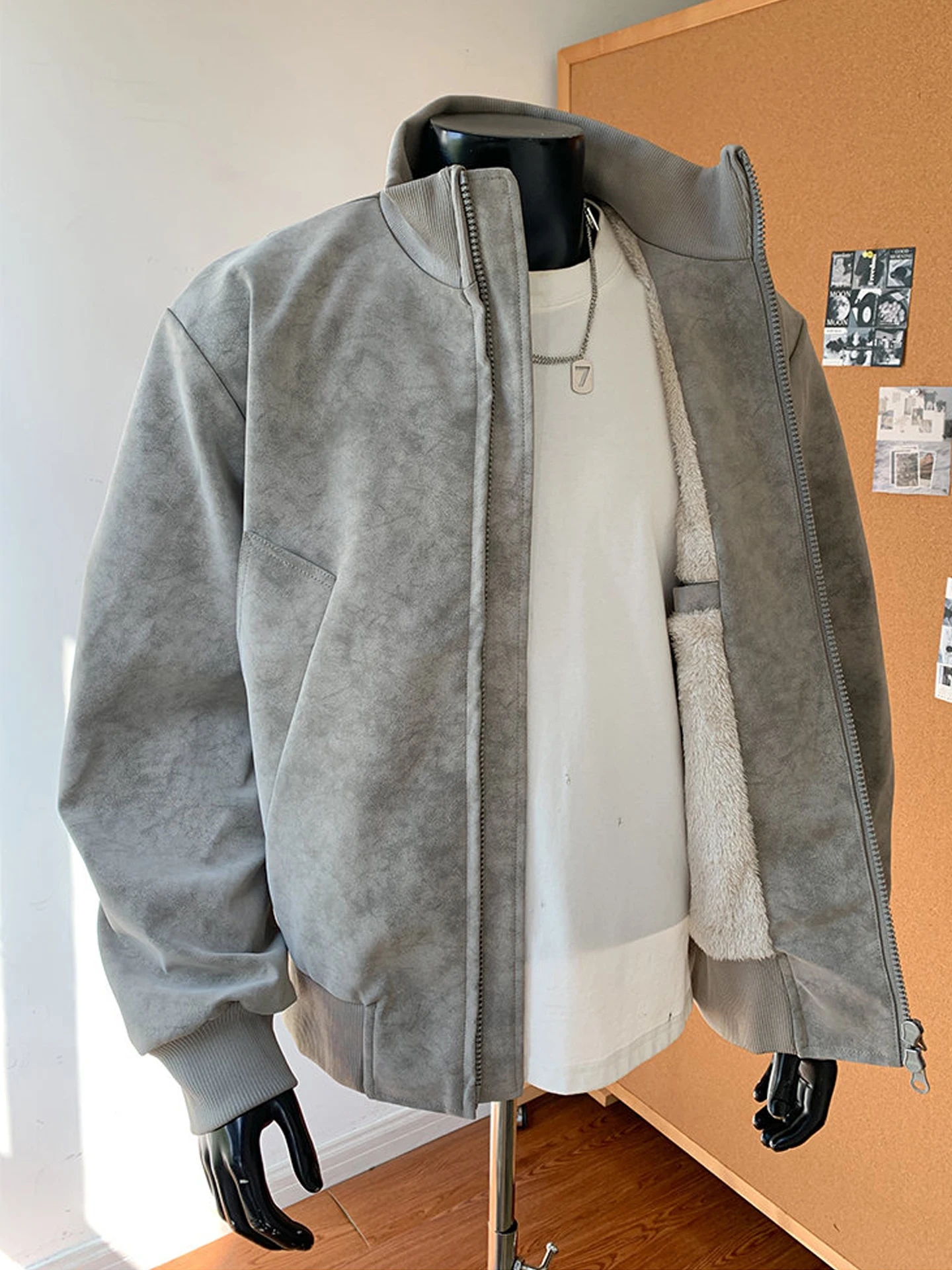 

Thiened Fce Winter Jaet Men's Casual Workwear Dyeing Cotton Coat Stand Collar Warm Windproof Loose Outerwear New Sle