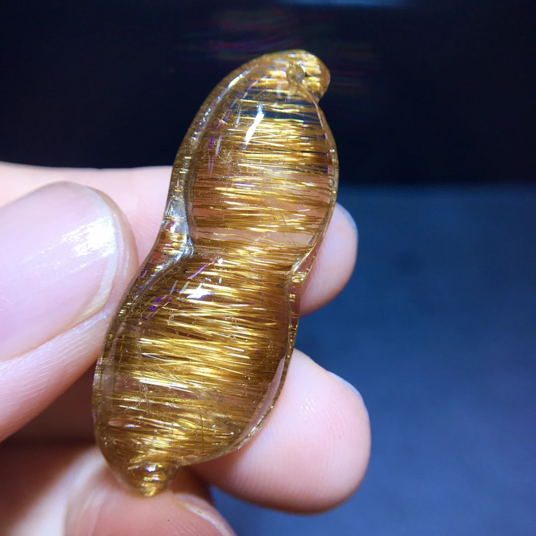 النحاس الطبيعي Rutilated قلادة كوارتز مستطيل Rutilated الكوارتز 36.7/15.4/9.6 مللي متر الرجال النساء البرازيل AAAAAAA #6