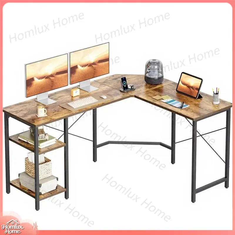 L Shaped Computer Desk Large Double Gaming Desk for Home Office Assembly Desk with Cable Management Widened Desktop