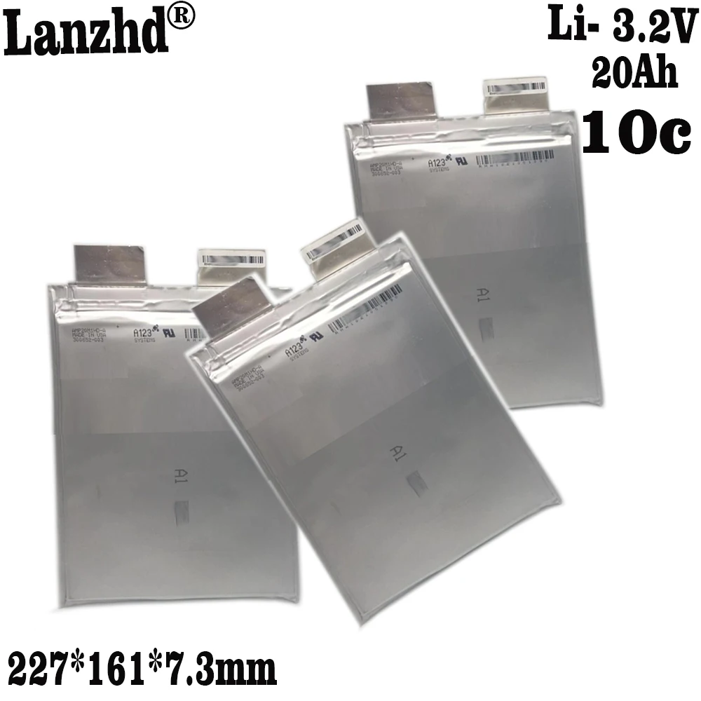 

1-13PCS A123 20AH prismatic pouch cell 20C discharge rate lifepo4 lithium ion battery A123 20000mAh lifepo4 battery cells