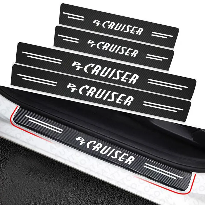 Calcomanía decorativa de fibra de carbono para cuero, accesorios de umbral, pegatinas de alféizar de puerta, accesorios para Chrysler PT Cruiser, accesorios para coche