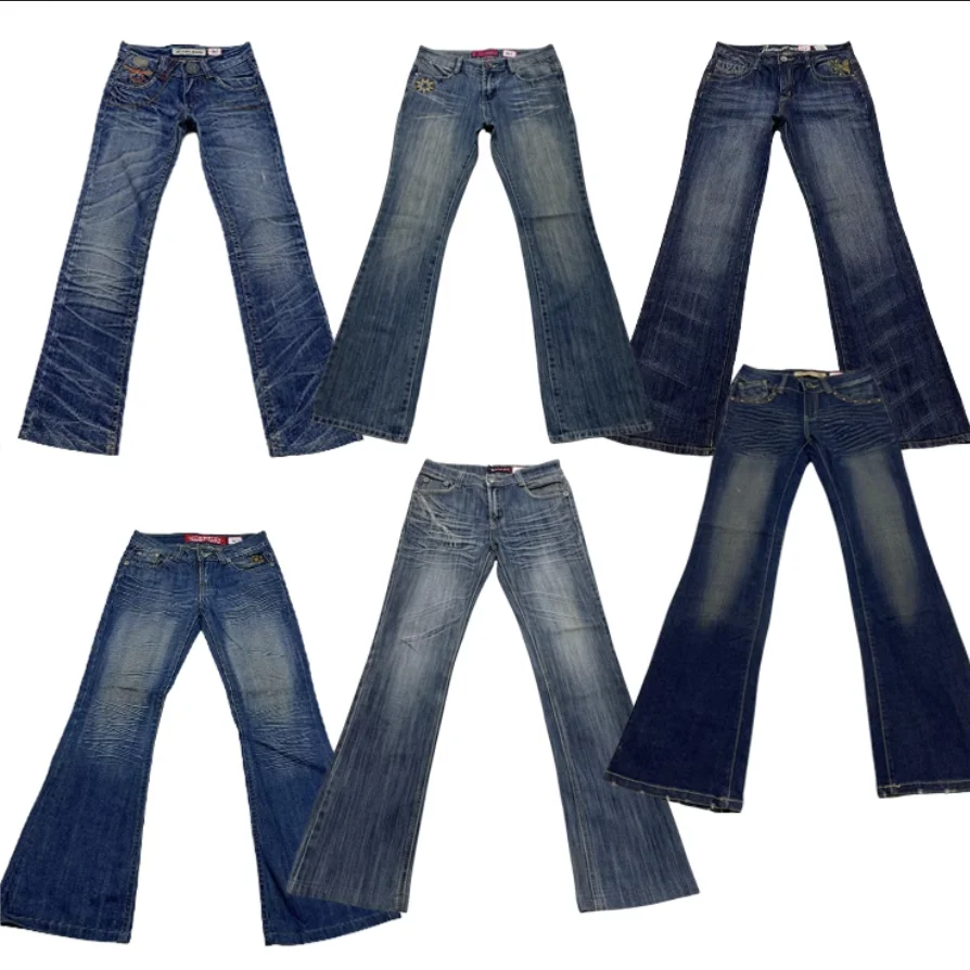 

Винтажные джинсы Y2K в стиле миллениум, с низкой посадкой, широкими штанинами, микро-клеш, длиной в пол, готические, с глубокой посадкой на талии