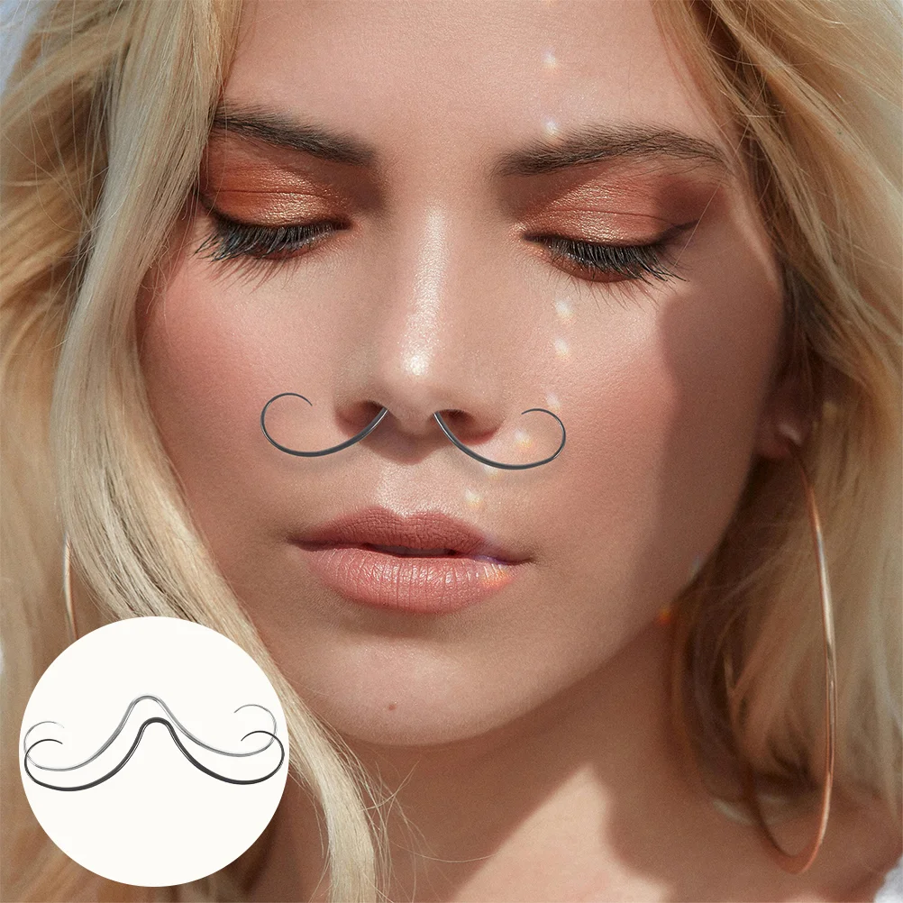 2 Pcs Mustache Nasal Septum Steel Rings Piercing Jewelry Ear Silver Nose Stainless Women's