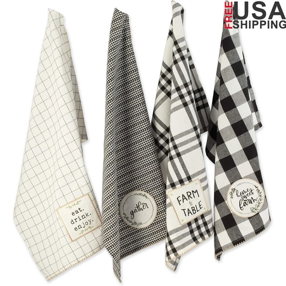 

Набор хлопковых полотенец для посуды, 4 шт., 18x28, декоративные полотенца, простые в уходе кухонные аксессуары, забавный весенне-летний домашний декор