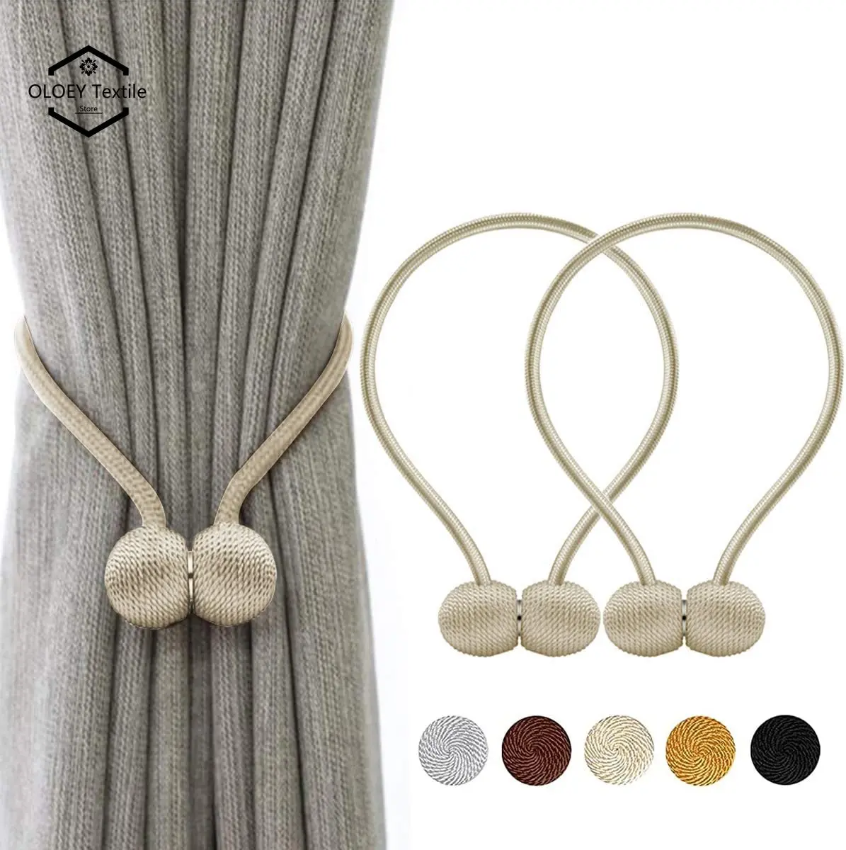 

2PCS Magnetic Curtain Tiebacks Pearl Ball Curtain Tiebacks Curtain Clips Holdbacks Buckle Clips Home Decorative Accessories