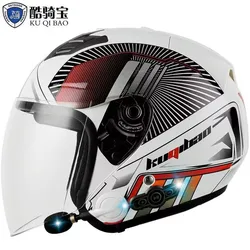 DOT Approved Open Face 3/4 Motorcycle Helmet with Build-In Bluetooth Headset Earphone and Detachable Liner