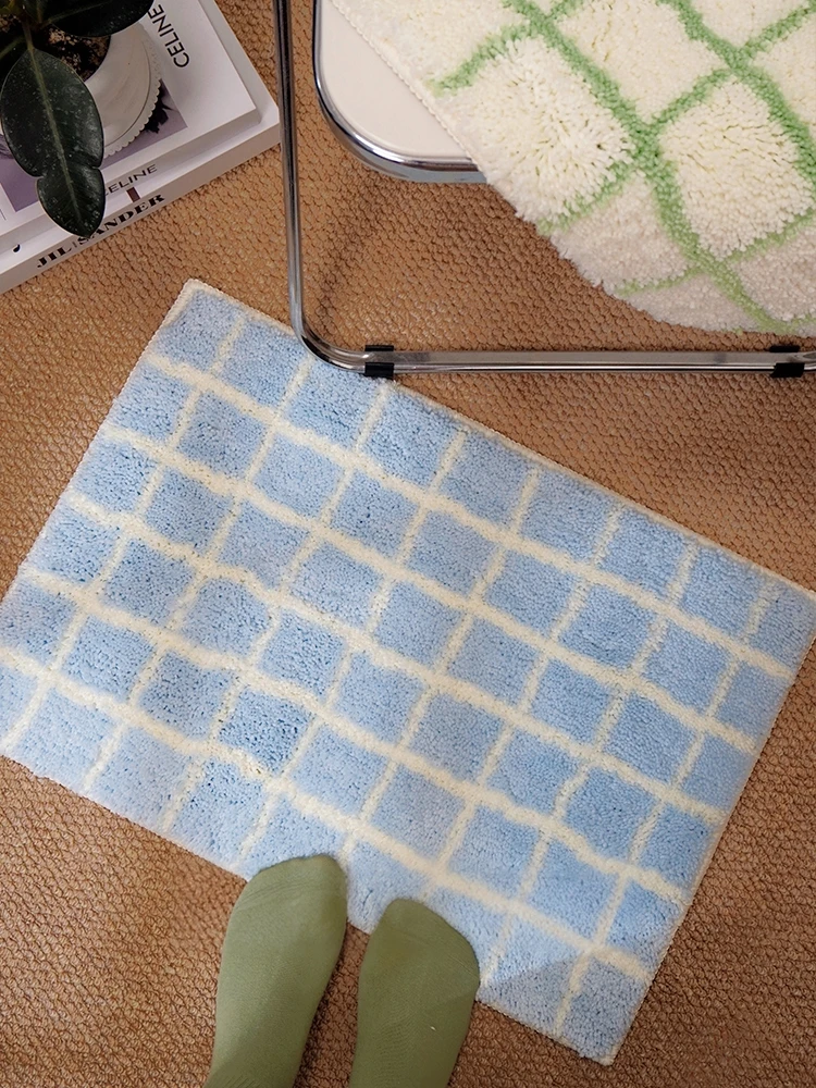 

Минималистичный коврик для ванной комнаты и прихожей, из молочного вельвета, впитывающий воду, плюшевый, с сетчатым узором, для спальни