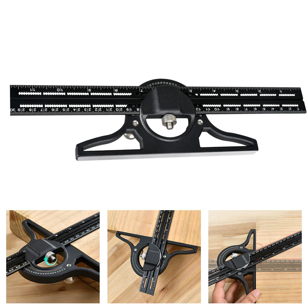 

Adjustable Ruler Combination Square Ruler Time-saving Measurement Tool 360-degree Measurement Capability Precision Sliding Ruler