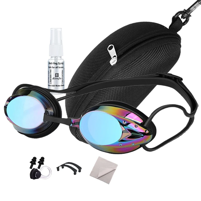 

Racing Swim Goggles - Anti Fog, UV Protection, Hydrodynamic Design, Quick Release Buckle, 3 Nose Clip Sizes (S/M/L) for Adult