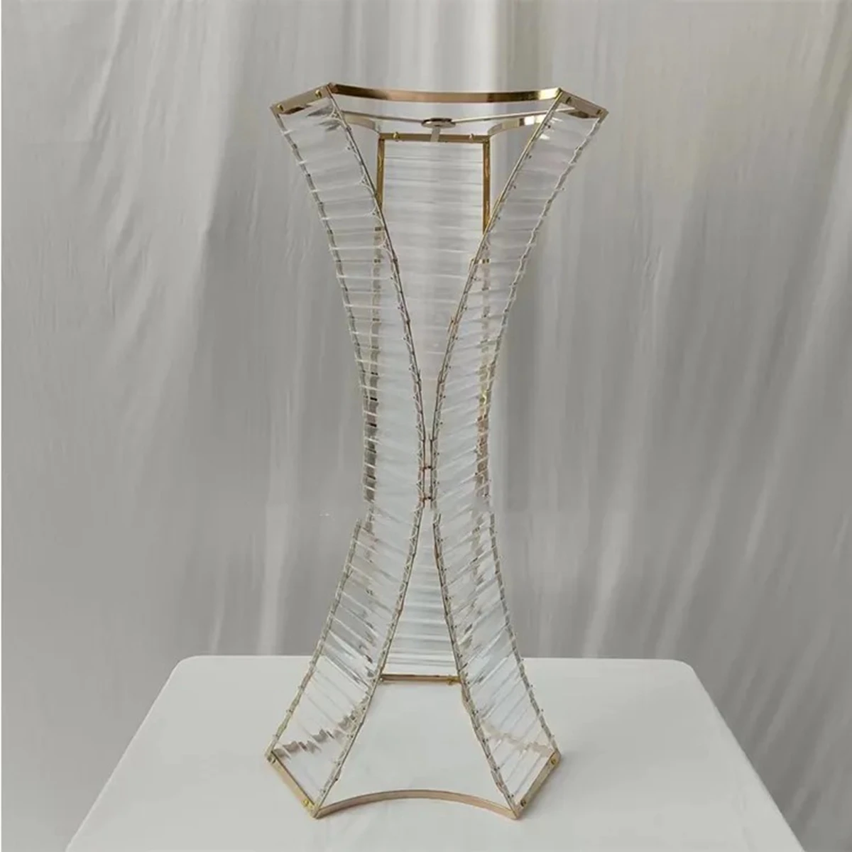 6pcs/10pcs) Best Selling Flower Display Stand Clear With Gold Rim Table Flowers And Stand Decoration For Wedding 208