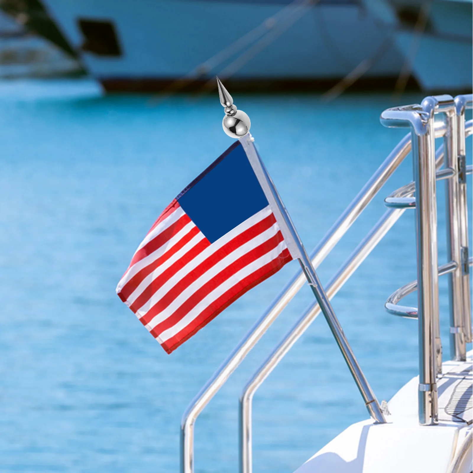 

Durable Stainless Steel Flagpole Finial Topper Elegant Ball Replacement for National Party Flags Office Garden Events