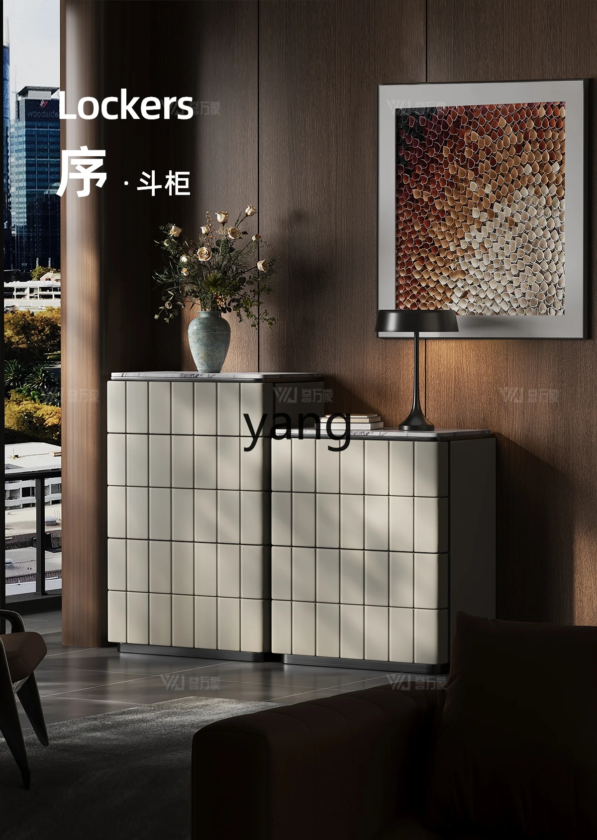 LMM Italian minimalist chest of drawers bedroom modern minimalist light wall storage bedside table