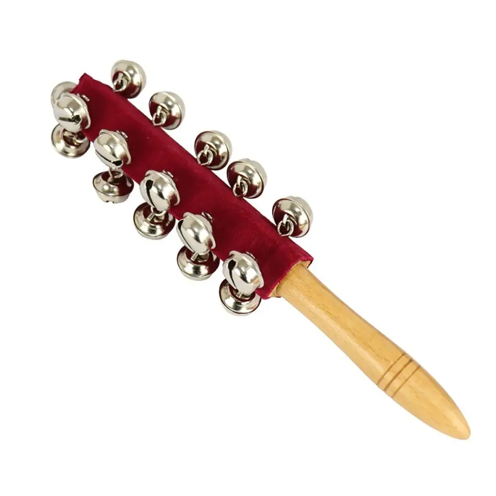 Portable Red Velvet Cloth 21 Bell Rod Shaker Musical Toy Orff Instruments Drum Stick Bell Children Toy Hand Rattle Bell