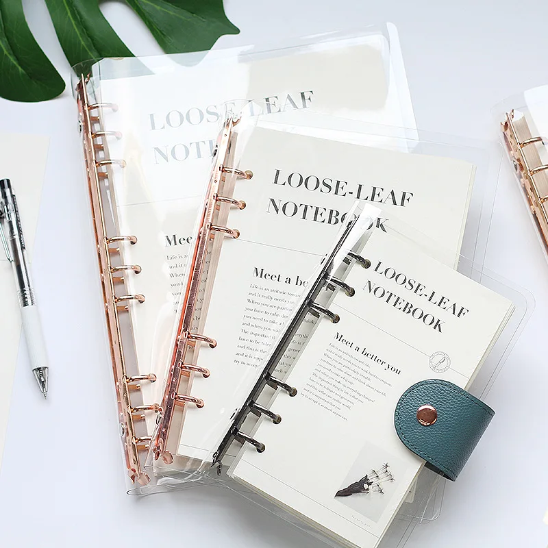 A5/A6/B5 Transparent PVC Budget Binder Notebook Loose-leaf Diary Coil Ring Binder Filler Paper Planner Office School Stationery