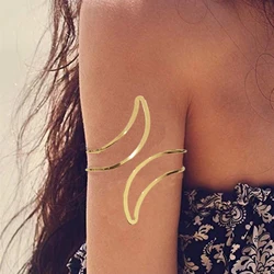 Punk Upper Arm Band Cuff Armlets for Women Girls Metal Hollow Out Geometric Pattern Arm Bangle Costume Accessories Gifts