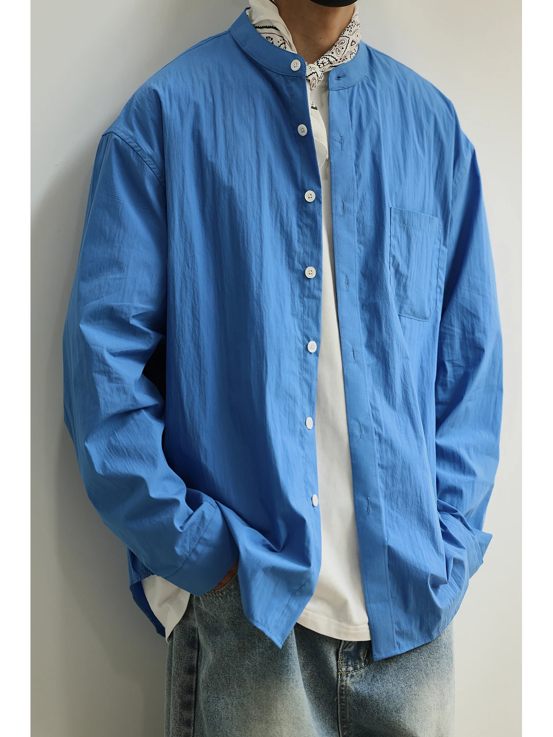 

Мужская винтажная свободная рубашка с длинным рукавом LH Store, однотонная, повседневная, для пар, дышащая, из хлопка, молодежная мода