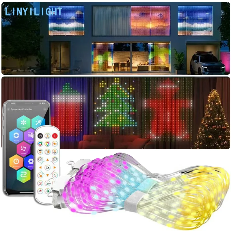 DIY Pixel Curtain Lights LED String Light Timer Schedule Led Fairy Lights Color Changing Curtain Lights for Christmas Bedroom