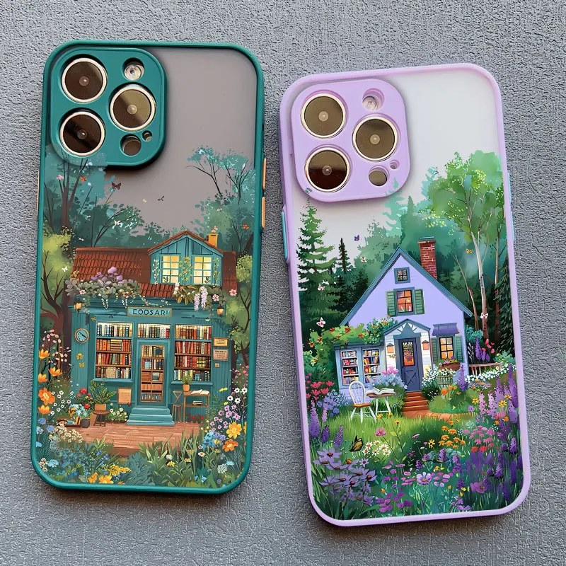 Wunderschöne Natur-Wald-Baum-Buchhandlung Handyhülle für iPhone 14 13 12 11 Pro Max 17 15 16 Pro Max 14 Plus Mini XS X XR Schutzhüllen – Detail 11