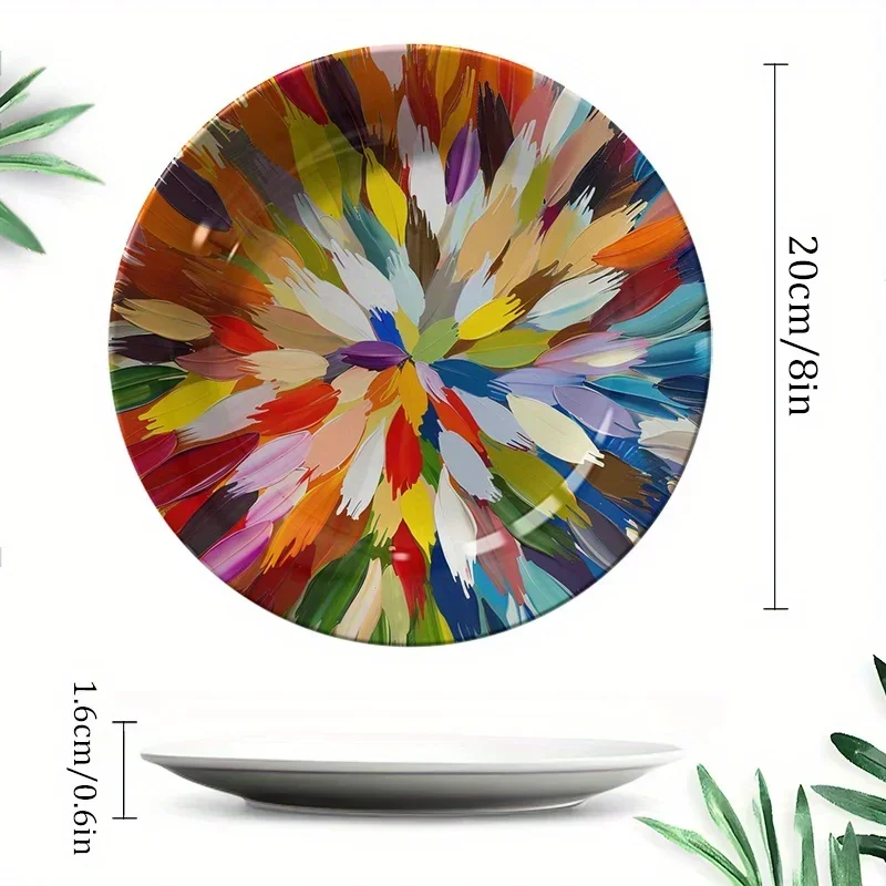 1pc Modern Elegant Hand-Painted Ceramic Decorative Plate - Round Non-Food Contact Ornate Wall/Table Decor with Colorful Art,
