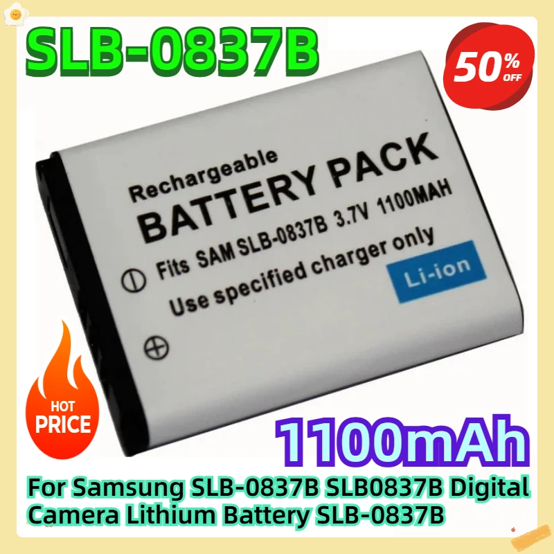 

For Samsung SLB-0837B SLB0837B Digital Camera Lithium Battery 1100mAh SLB-0837B