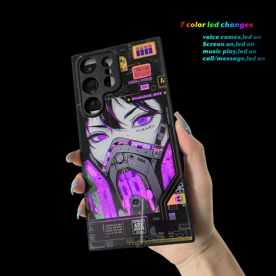 Etui na telefon z motywem anime, świecące, do Xiaomi 15T 14T 13T 12T Pro POCO F8 F7 Ultra F6 F5 M7 Pro, fajne, z podświetleniem LED, Funda Conque — zdjęcie produktu 2