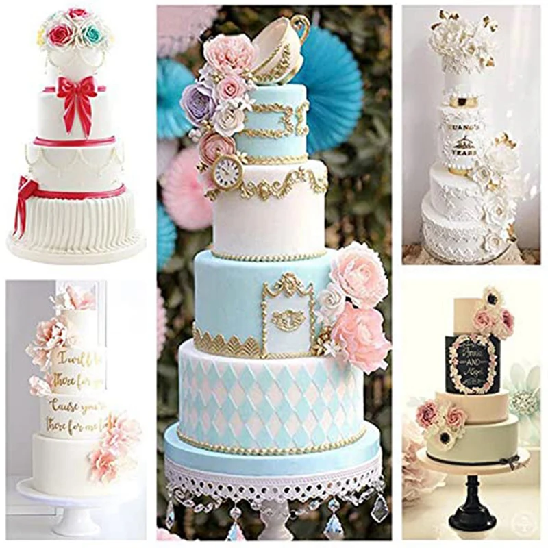 Cake Plate,5 Cake Stand, Cake Base (9/12/16/20/20 Cm) With 15 Dowel Rods, Reusable For Tiered Stacked Cakes, For Wedding