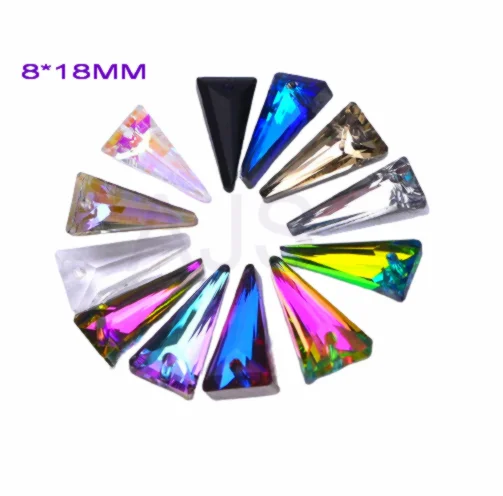 18mm Triangle Crystal Glass Earrings & Necklaces Pendants K9 Ab DIY Jewelry Making Accessories 50/100pcs Pack