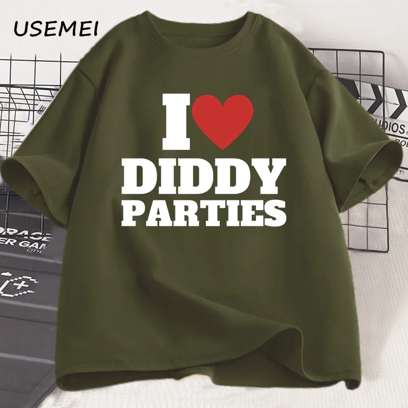 I Love Diddy パーティー Tシャツメンズおかしい攻撃的皮肉ノベルティ Tシャツ男性女性綿半袖ラウンドネック Tシャツトップ