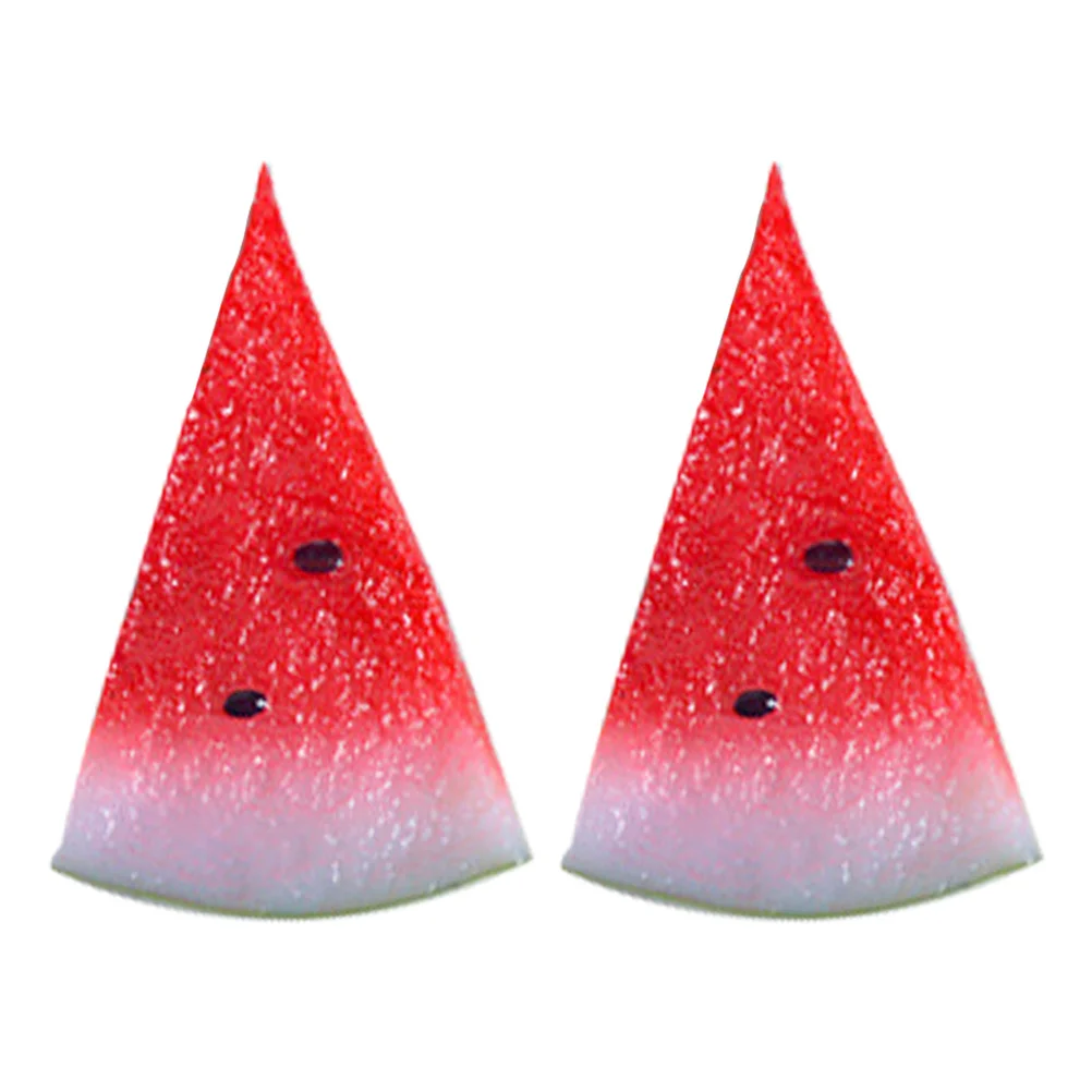

2Pcs Artificial Watermelon Slices Realistic Simulation Watermelon Slice Decoration Photography Props Fruit Shop Home Party