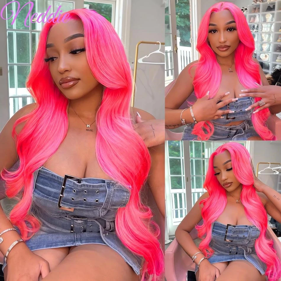 Pink Body Wave Wigs Colored HD Lace Frontal Wig 13x6 13x4 Brazilian Transparent 30 32 Inch Human Hair For Women Lace Front Wigs