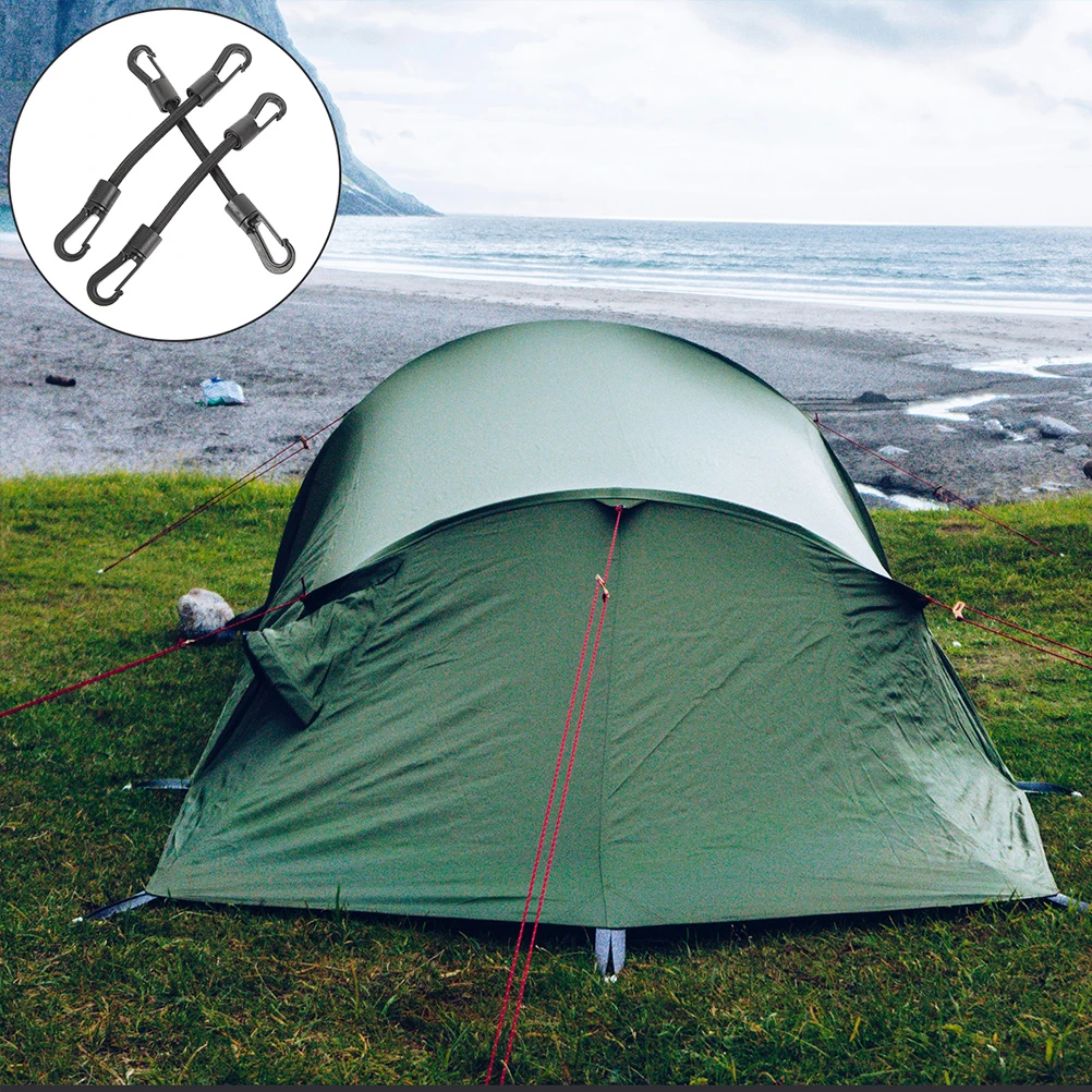 

4PCS Outdoor Elastic String Cord Straps Hooks Boat Camping Rope Tent Cord Hook Canopy Tarp Fixing Carabiner Hooks Accessories