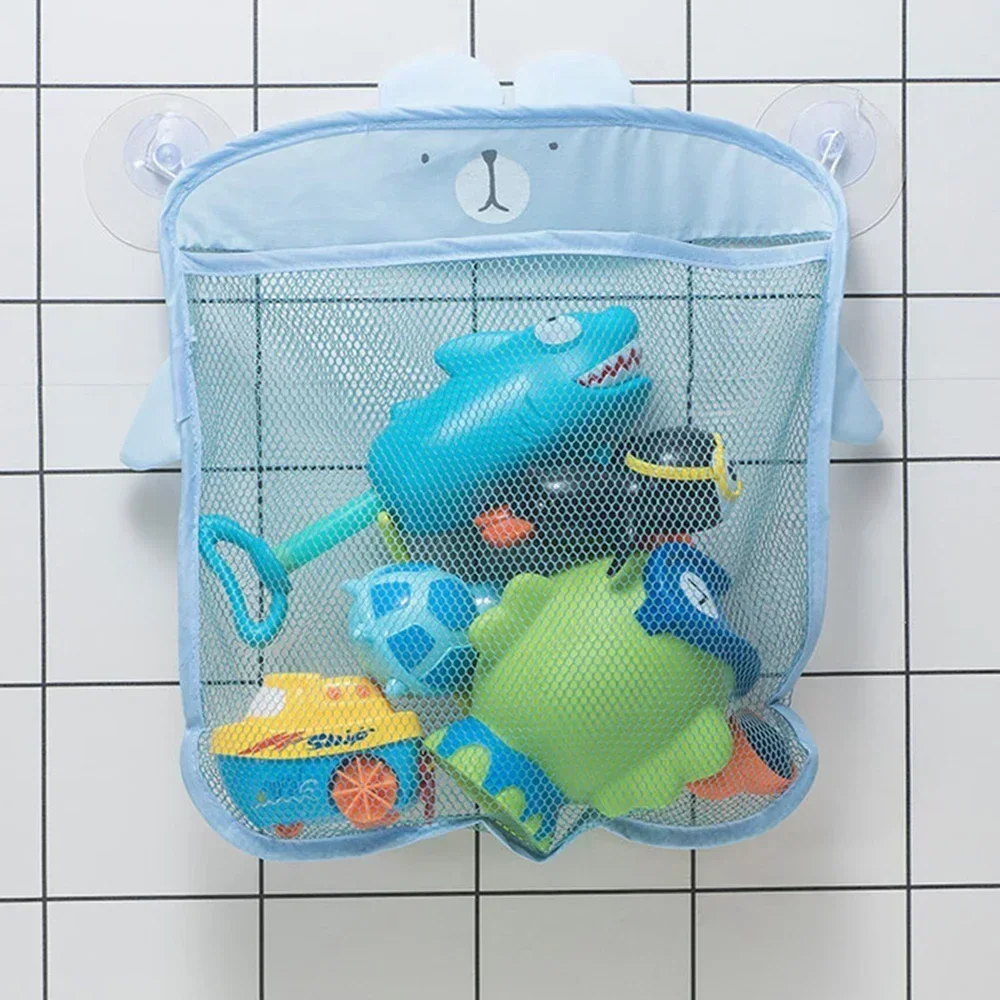 3Pcs Children's Bath Toys Storage Mesh Bag Toy Bag Waterproof Draining Cartoon Cute Duck Baby Bathroom with Blow Cup Hanging Bag