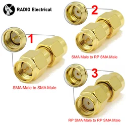 Złącze SMA męskie na SMA męskie Adapter koncentryczny RF Konwerter RP SMA męski na SMA/RP-SMA Prosty Nowy Mosiądz