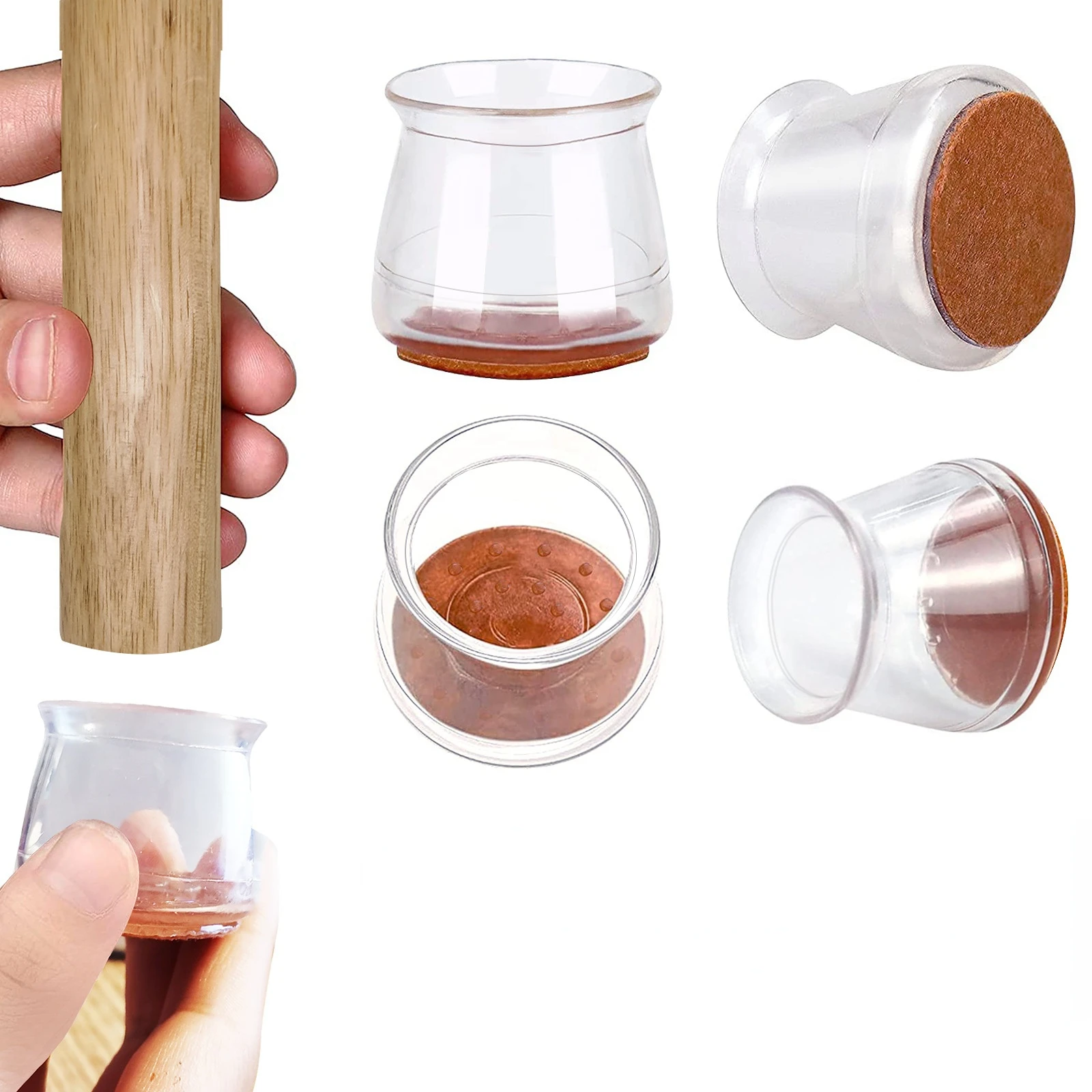

16pcs Transparent Silicone Chair Leg Furniture Legs Caps Feet Pads Furniture Table Covers Floor Protector Glides Feet Cap