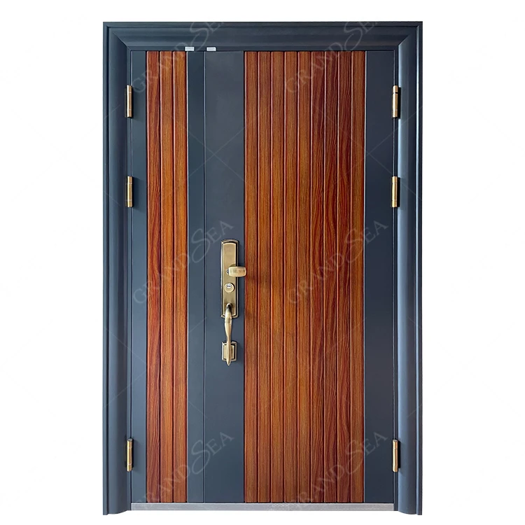 Puerta principal de entrada principal de acero inoxidable, antirrobo, color madera, antioxidante, residencial, el mejor precio