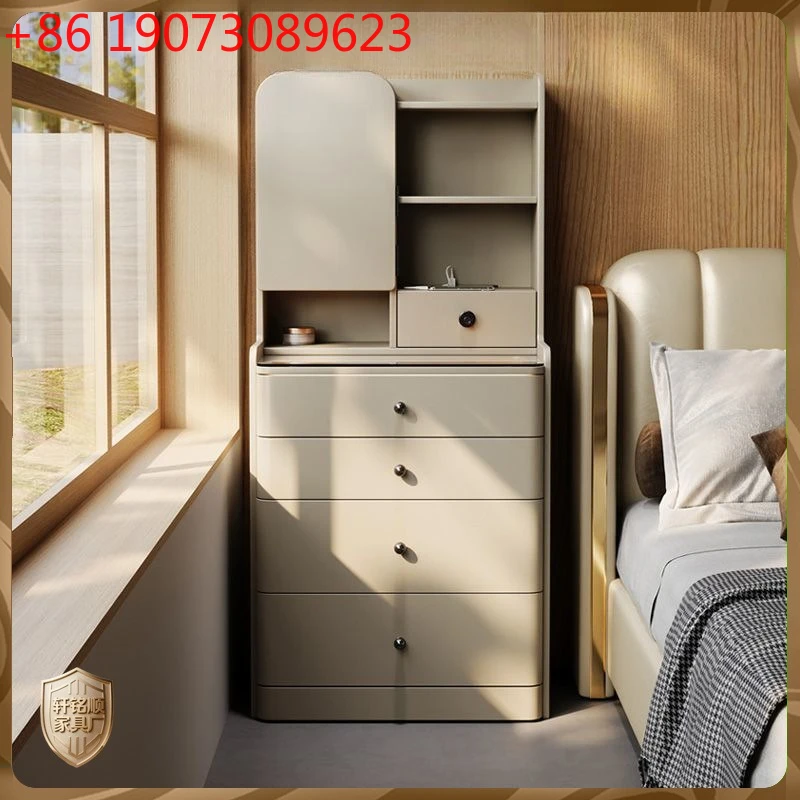 

Простой комод для спальни, легкий и стильный, для небольшой спальни, из массива дерева, туалетный столик, интегрированный с высококачественным шкафчиком для хранения.