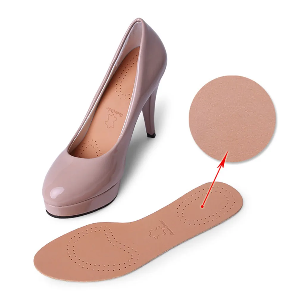 

Women Cowhide Insoles Thin Inserts Heel Cushions for High Flat Shoes Shock Absorption Durability Latex Material Foot Care Tools