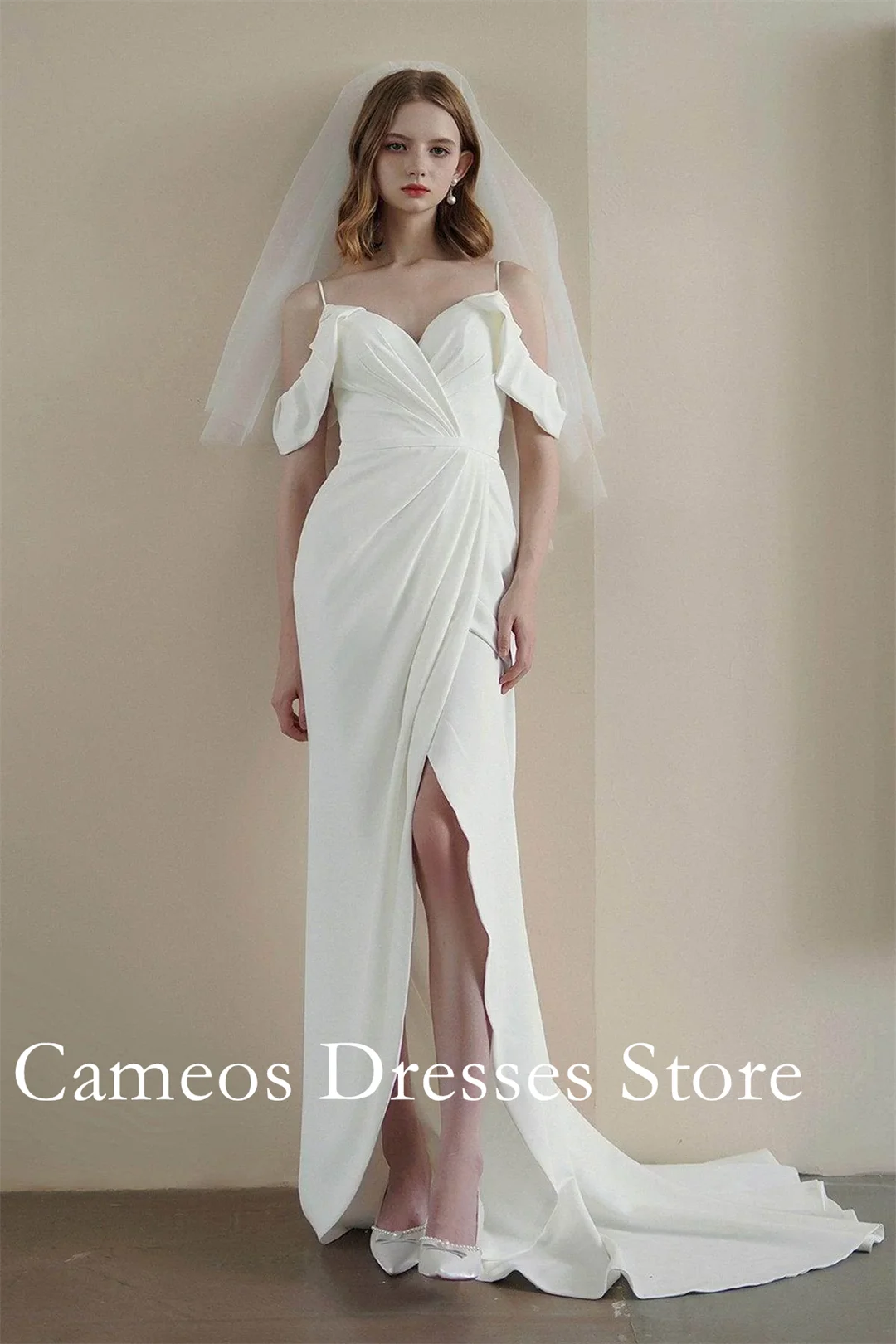 Sondr personalizado querida bainha vestidos de casamento simples cetim de seda mangas curtas ruched vestidos de noiva feminino