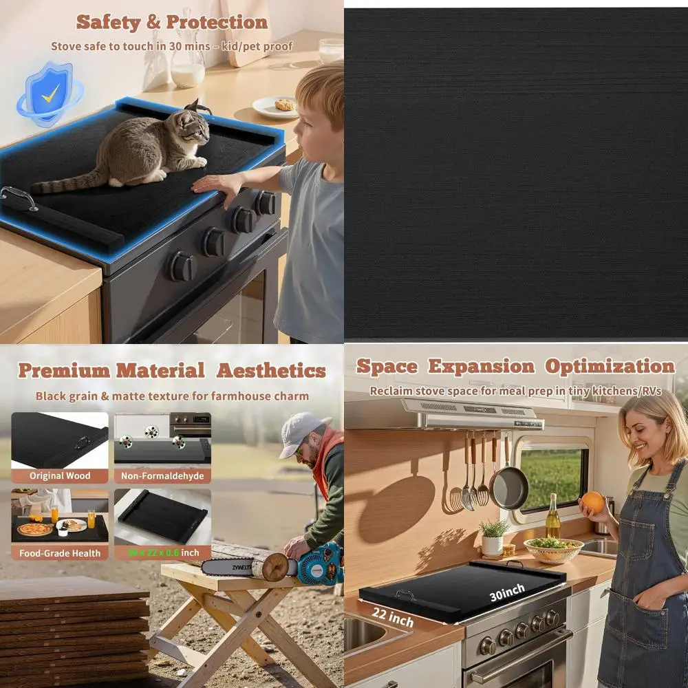 

Wooden 30x22 Inch Noodle Board with Handles, Kitchen Counter Cutting Board for RV and Electric Stovetops