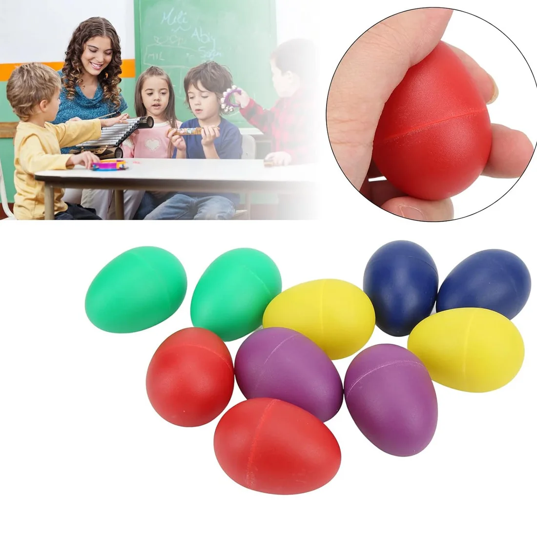 Egg Musical Shakers Instruments Percussion Egg for Kids Toys Plastic Easter Egg Shaker for Education Musical Learning YQSD01