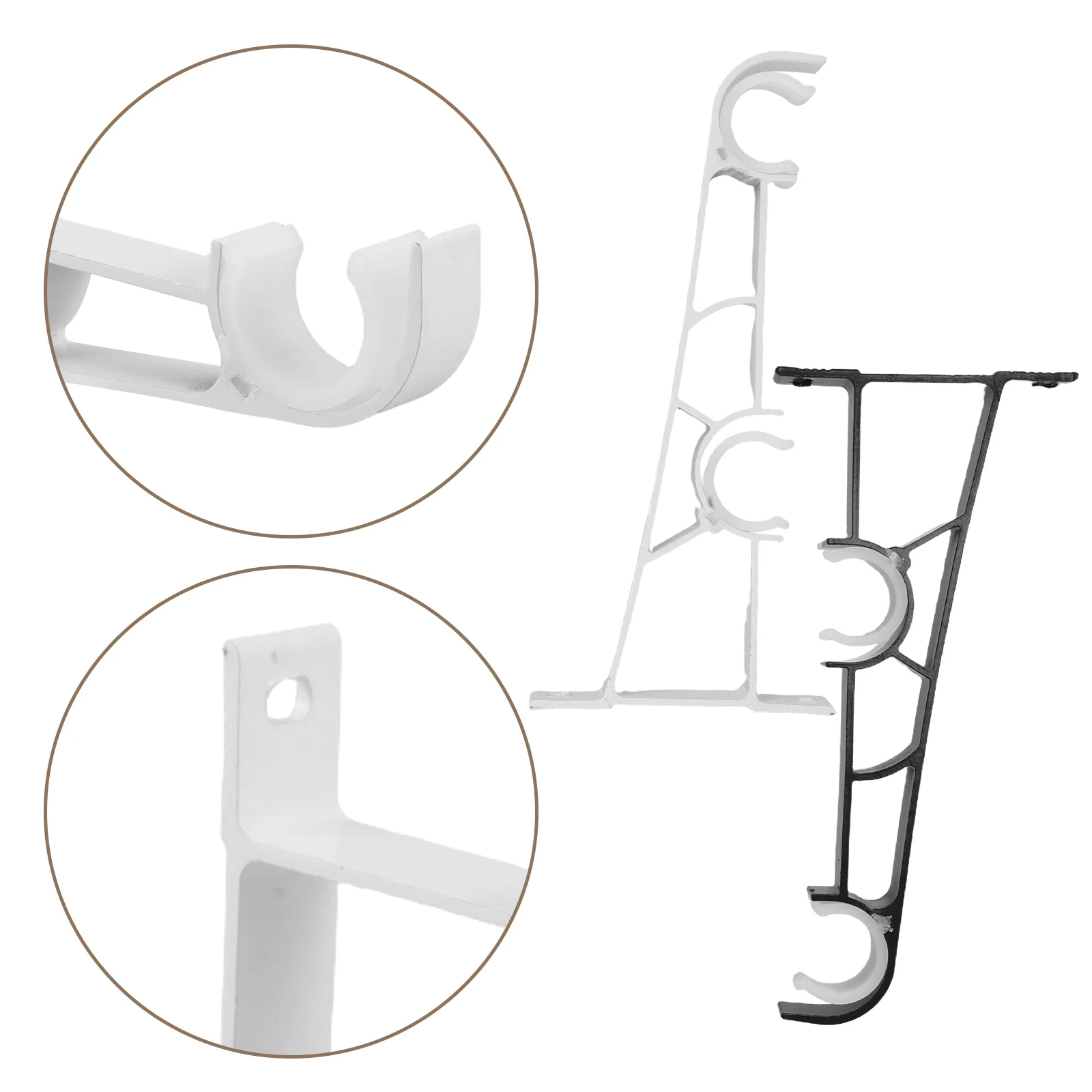 

4pcs Double Curtain Rod Bracket: Thickened Aluminum Alloy Wall-Mount Holders For Heavy Duty Multi-Layer Drapes Blind Curtain Rod