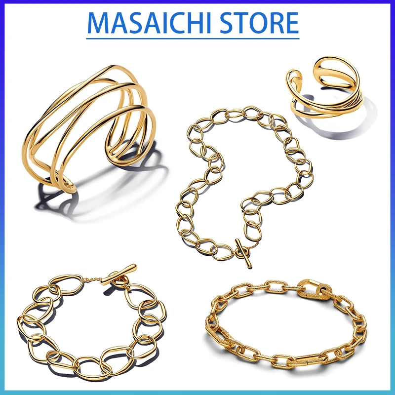 

925 Silver Gold Simple Chain Suitable for 925 Sterling Silver Women's Bracelet Keychain DIY Jewelry Gift