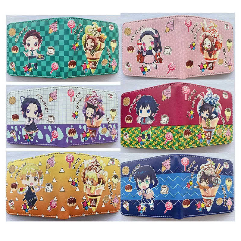 Demon Slayer Kamado Tanjirou Wallet Cartoon Purse Leather Short Wallets for Men Women toys gift