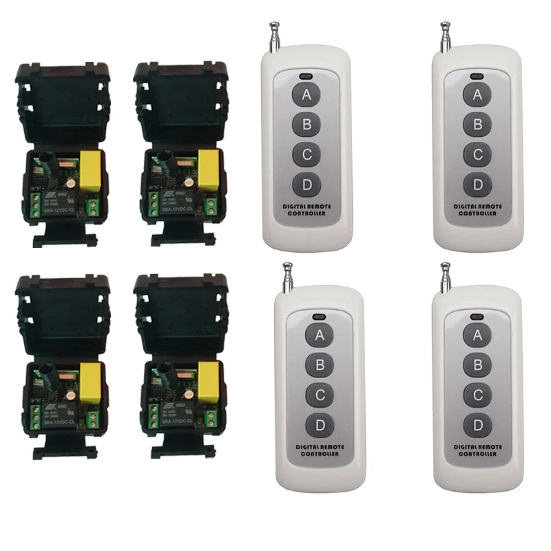 Receptor 500m AC 220V 1 CH 10A inalámbrico RF sistema conmutador de control remoto receptor + transmisores para electrodomésticos puerta de garaje