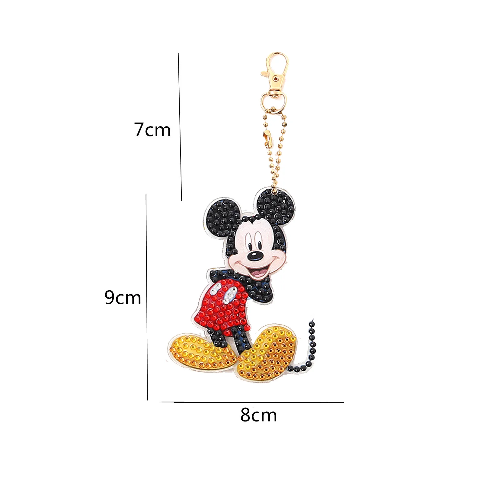 5 Pieces Diamond Painting Acrylic Keychain Double-sided DIY Full Diamond Crystal Diamond Cartoon Mickey Mouse Pendant